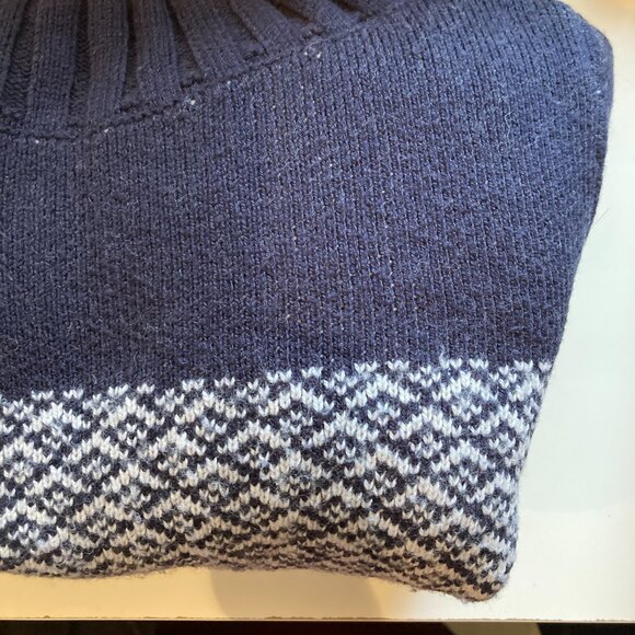 Ann Taylor Mock Neck Sweater, Navy Blue with Pattern, Size S - Picture 2 of 6